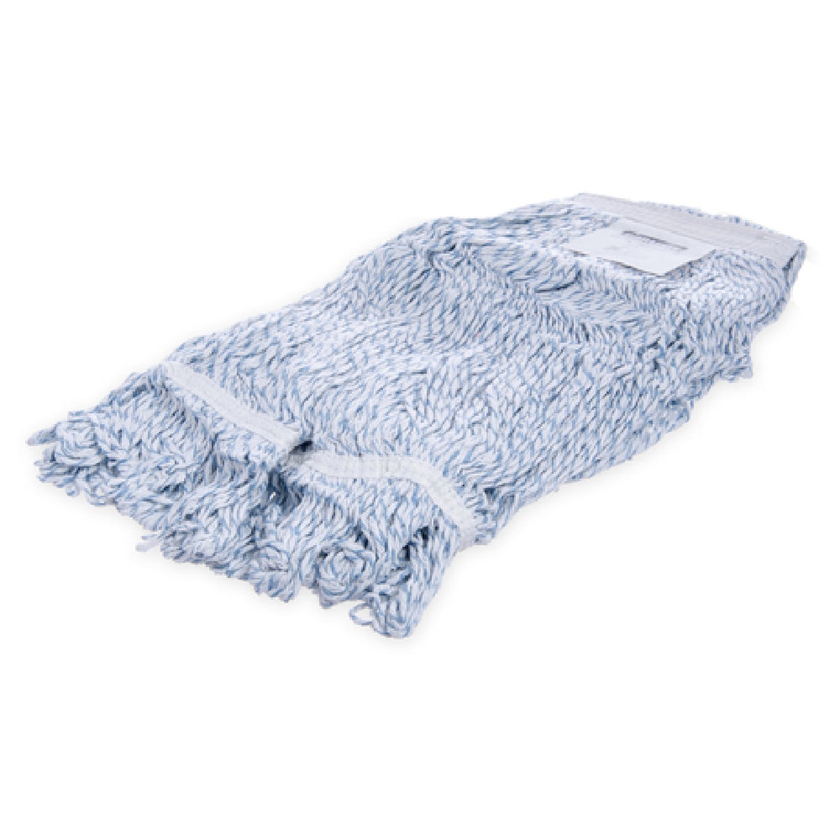 Carlisle Flo-Pac 18-inch blue and white looped-end finishing mop head, folded view