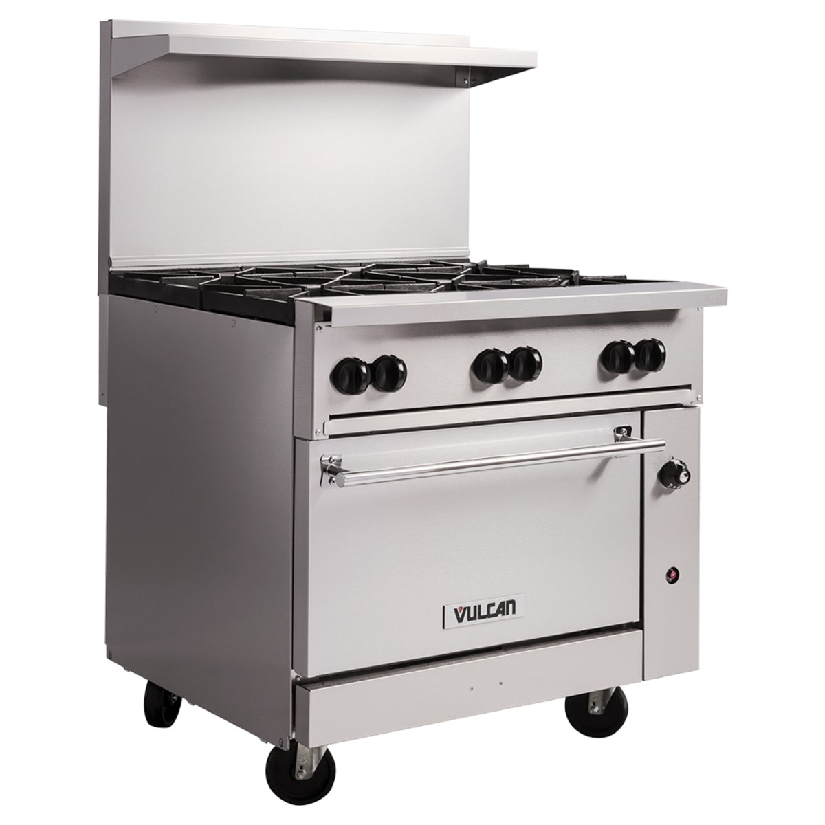 Vulcan 36C-6BN stainless steel 6-burner gas range with high shelf
