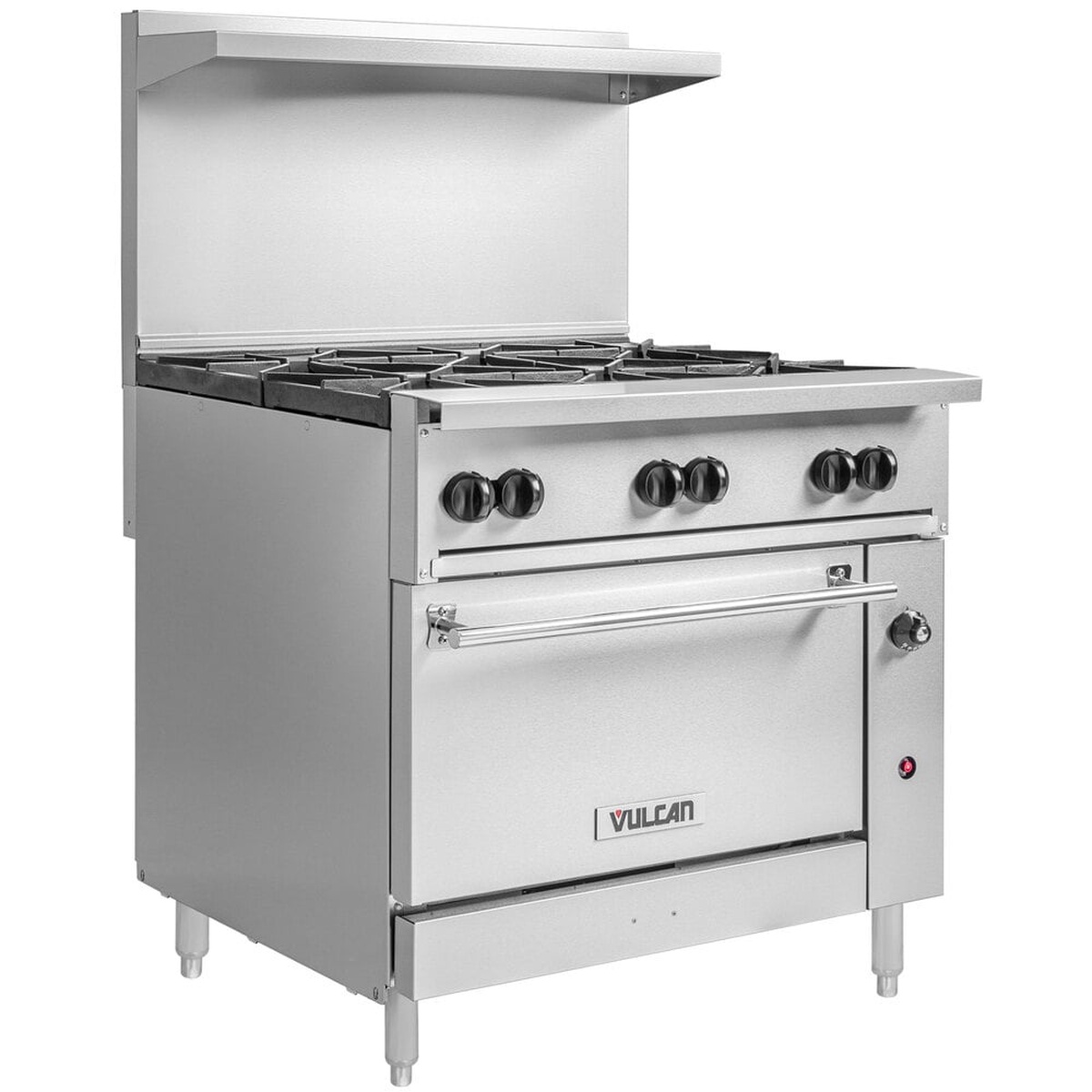 Vulcan 36S-6BN 36 inch gas range with six burners and standard oven base