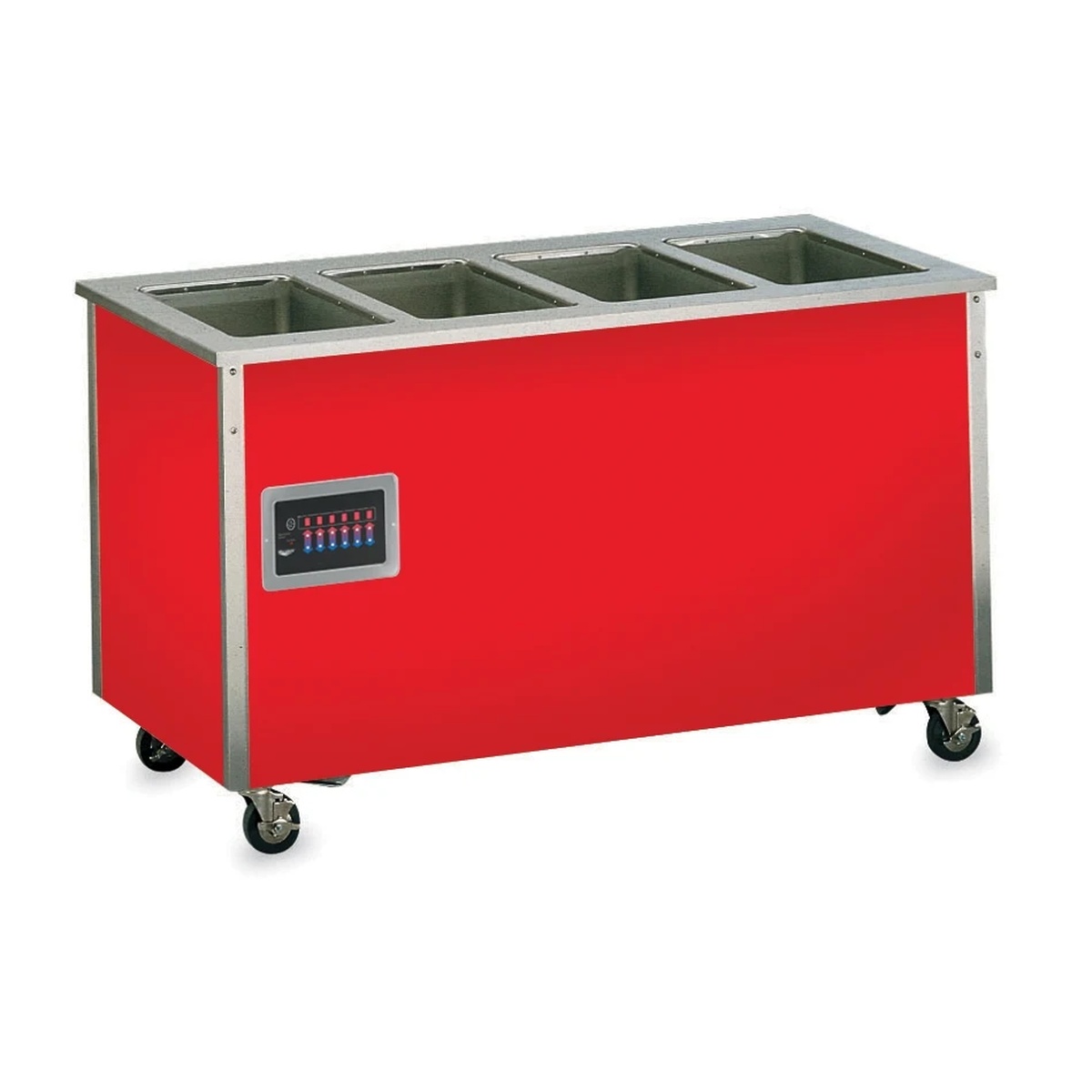 Vollrath 3-well hot food buffet table base with Touch-Temp control panel and casters