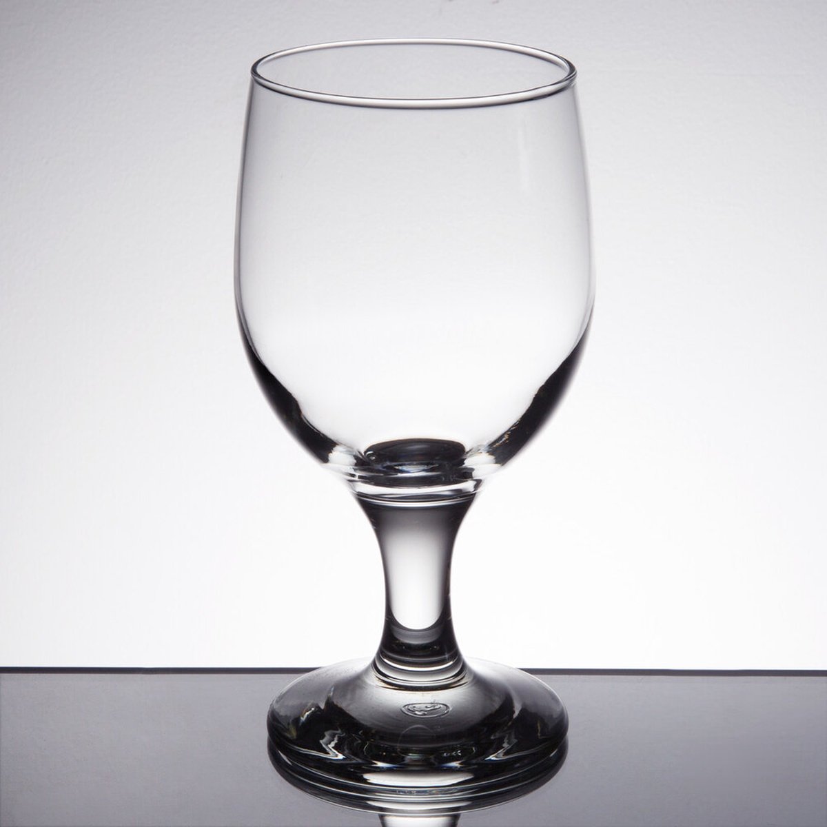 Libbey 3711 Embassy 11.5 oz goblet, full view on neutral background showing curved bowl and thick stem