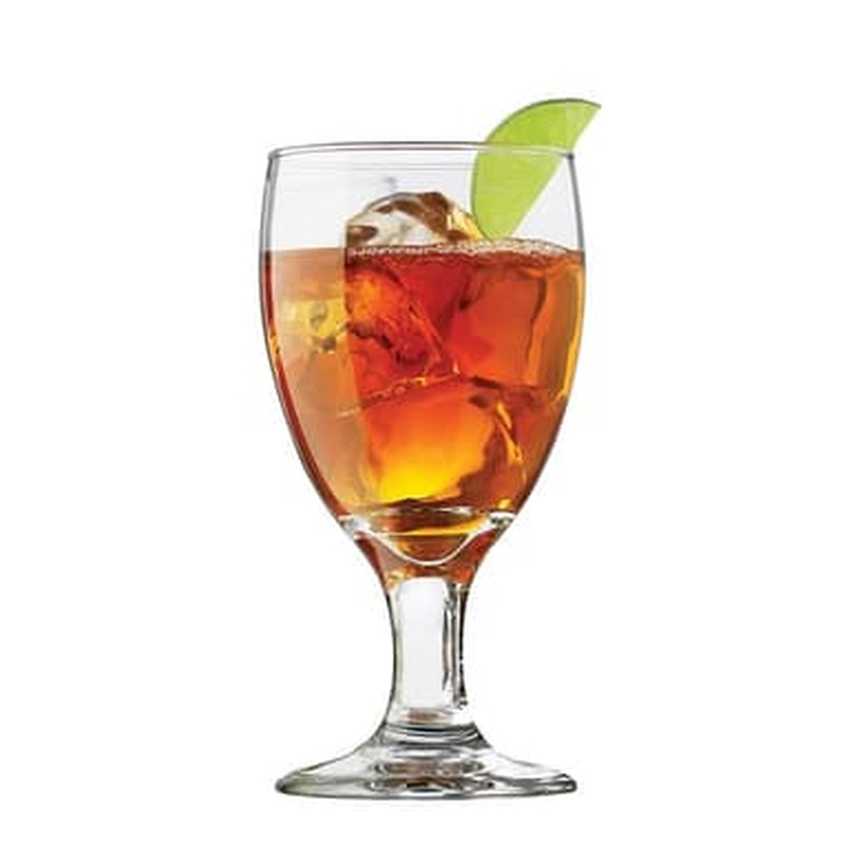 Libbey Embassy Banquet Goblet filled with iced tea and lime garnish