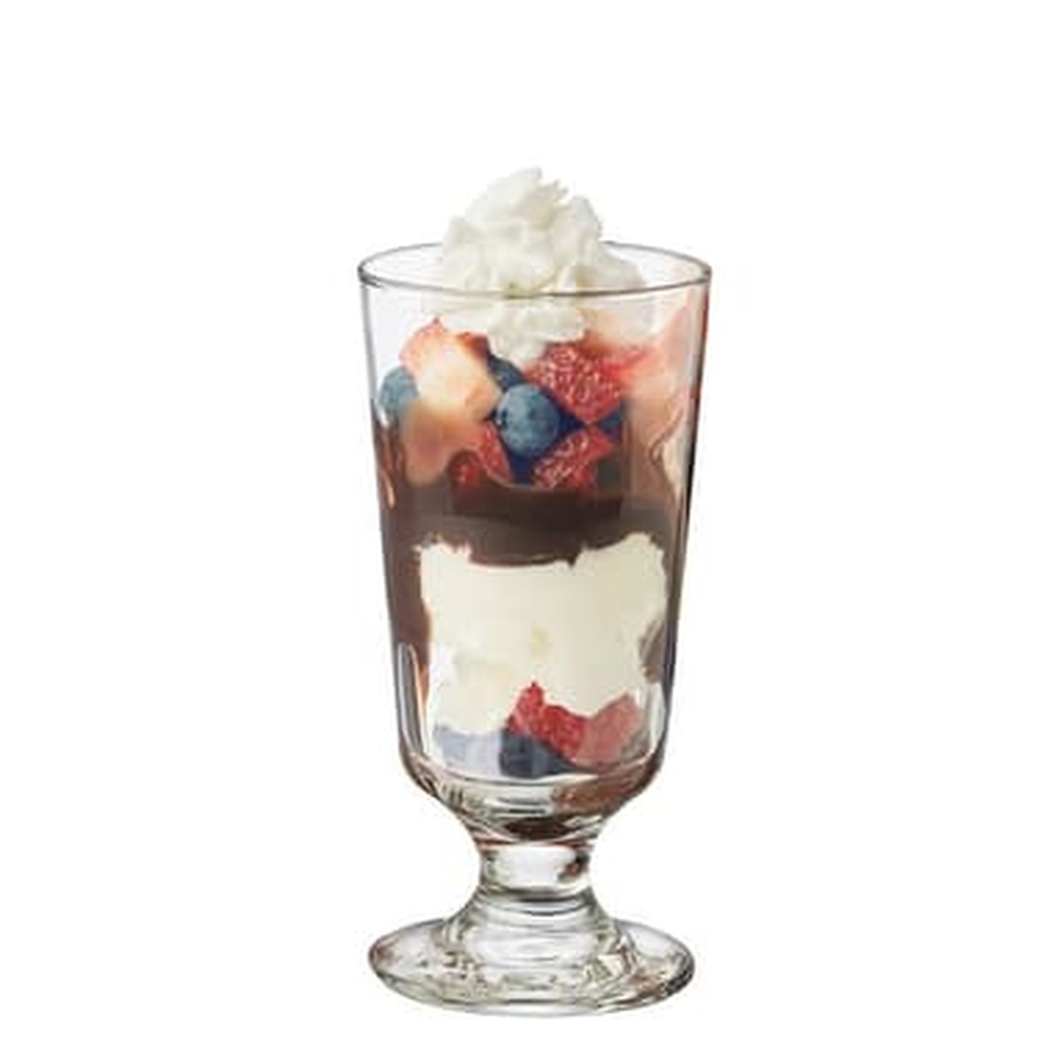 Libbey Embassy 3737 footed glass filled with layered berry parfait and whipped cream
