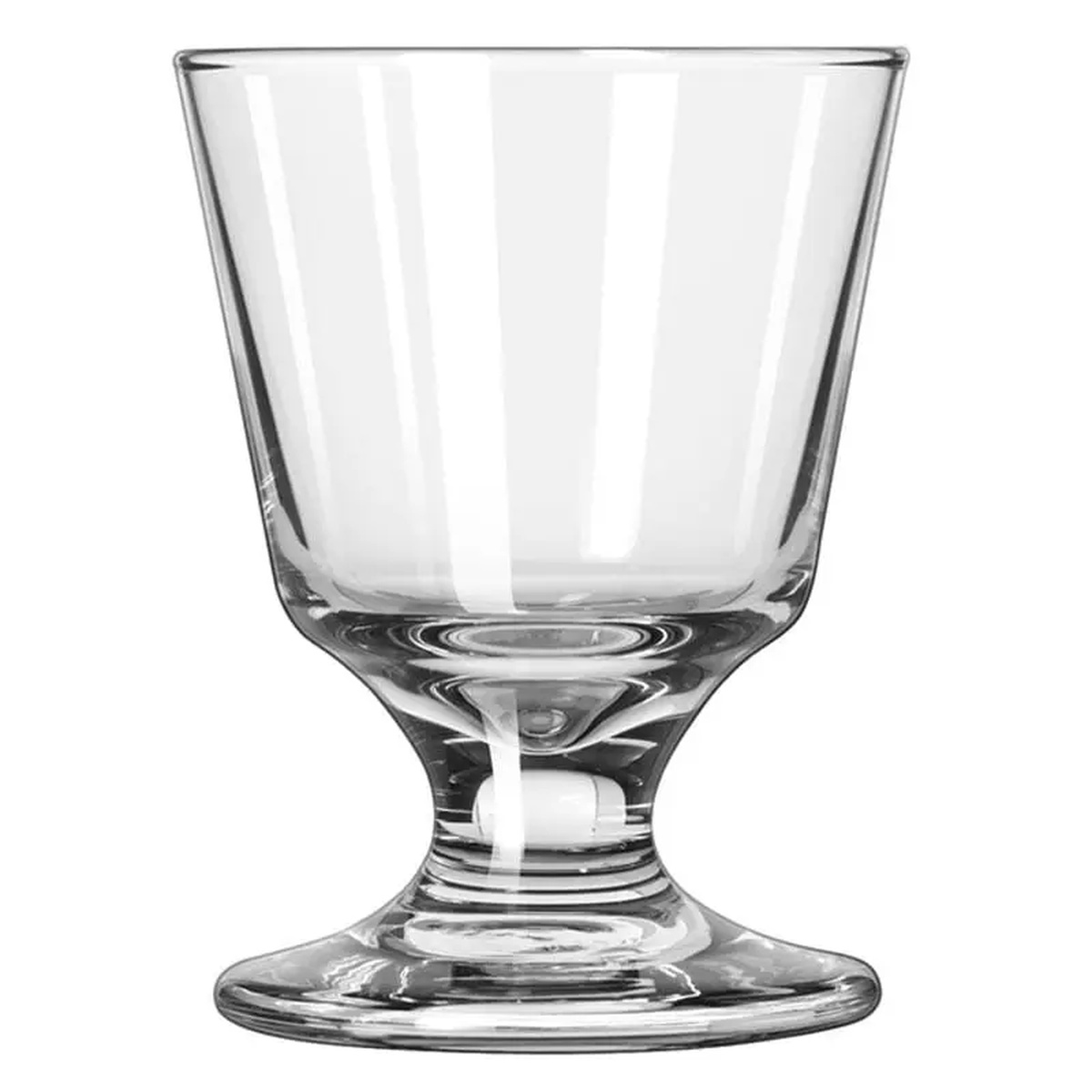 Libbey Embassy 3746 clear footed rocks glass with short stem and stable base