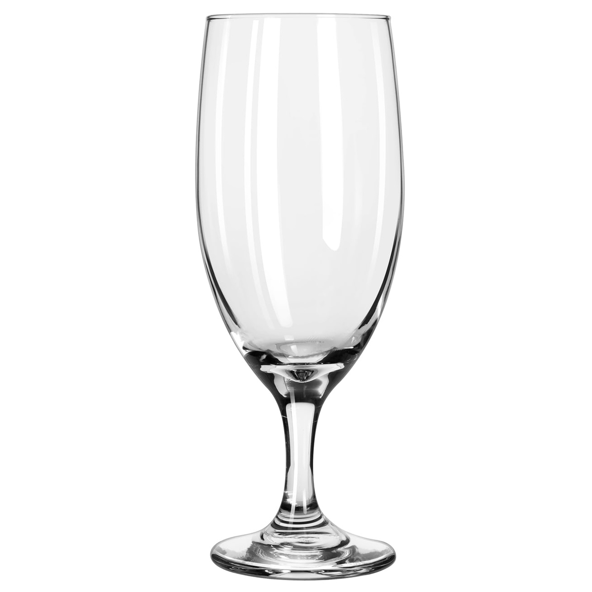 Libbey 3750 Embassy Royale 16 oz tall iced tea glass with stem and wide base, clear glass