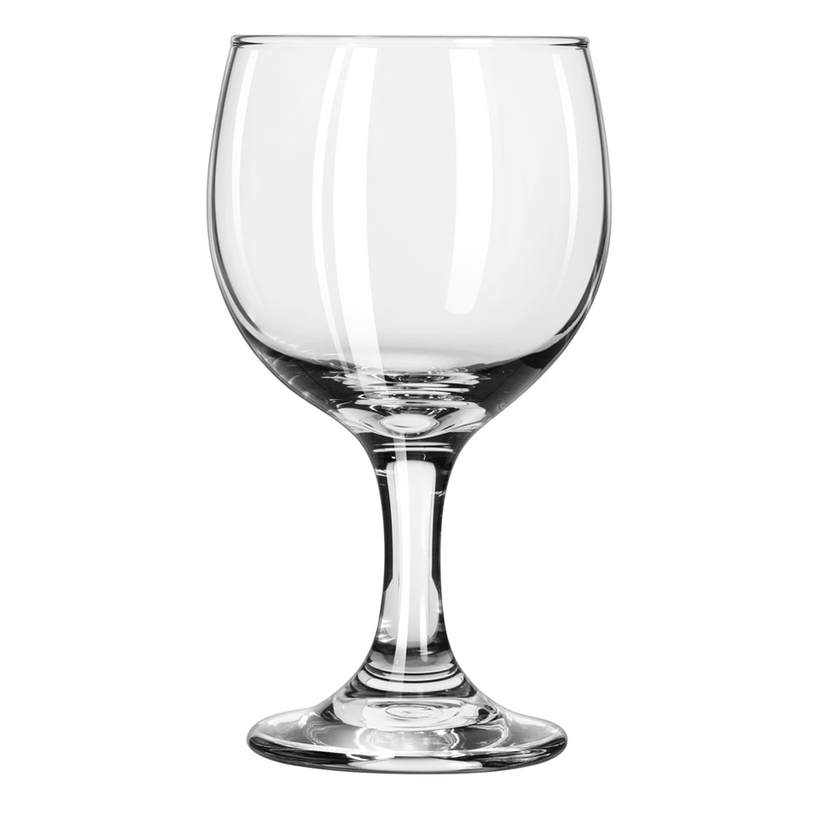 Libbey 3757 Embassy clear stemmed wine glass with rounded bowl and stable base