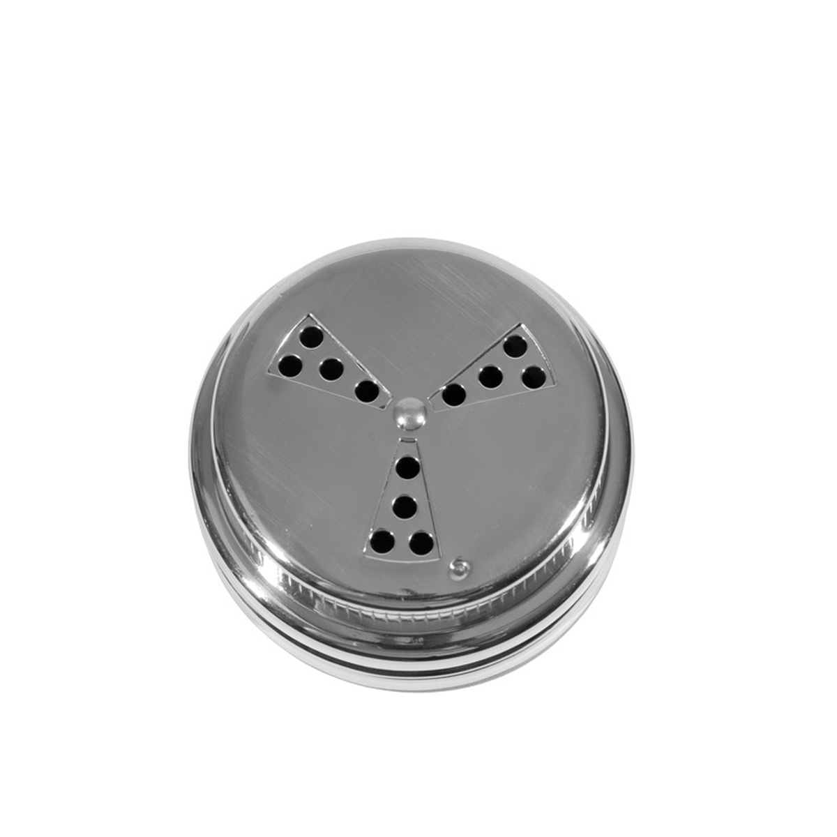 Top-down view of the adjustable dredge lid showing large hole configuration for high-volume dispensing