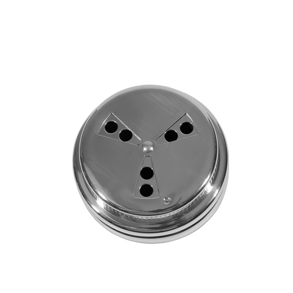 Top-down view of the adjustable dredge lid showing small hole configuration for fine, precise dispensing