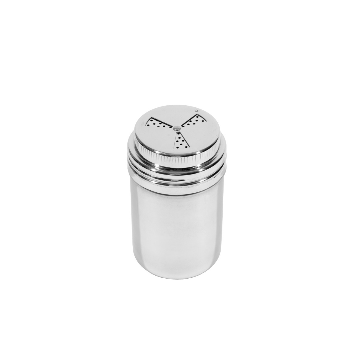 Town 37594 stainless steel dredge shaker full product view showing cylindrical body and adjustable perforated top