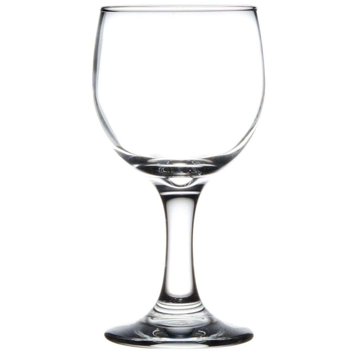 Libbey 3769 Embassy 6.5 oz. clear stemmed wine glass, angled view on white background
