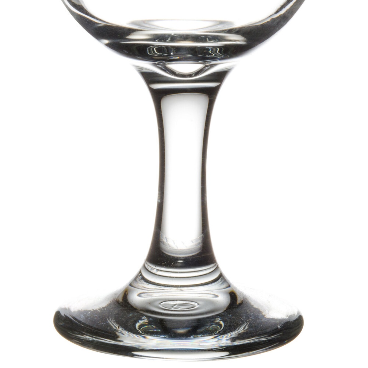 Close-up detail of the Libbey 3769 Embassy wine glass stem and base showing sturdy foot construction