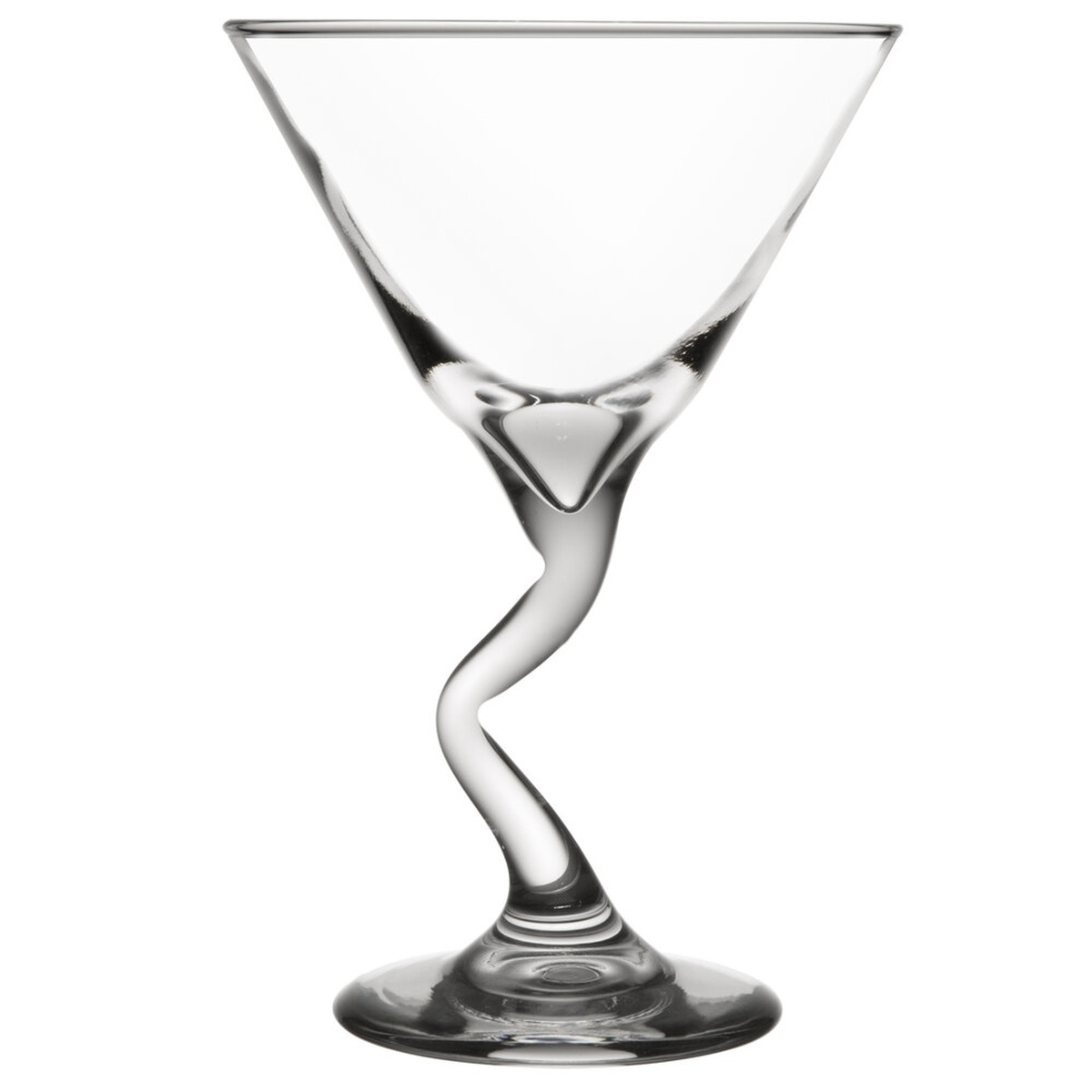 Libbey 37799 Z-Stem martini glass with distinctive Z-shaped stem and wide conical bowl on white background