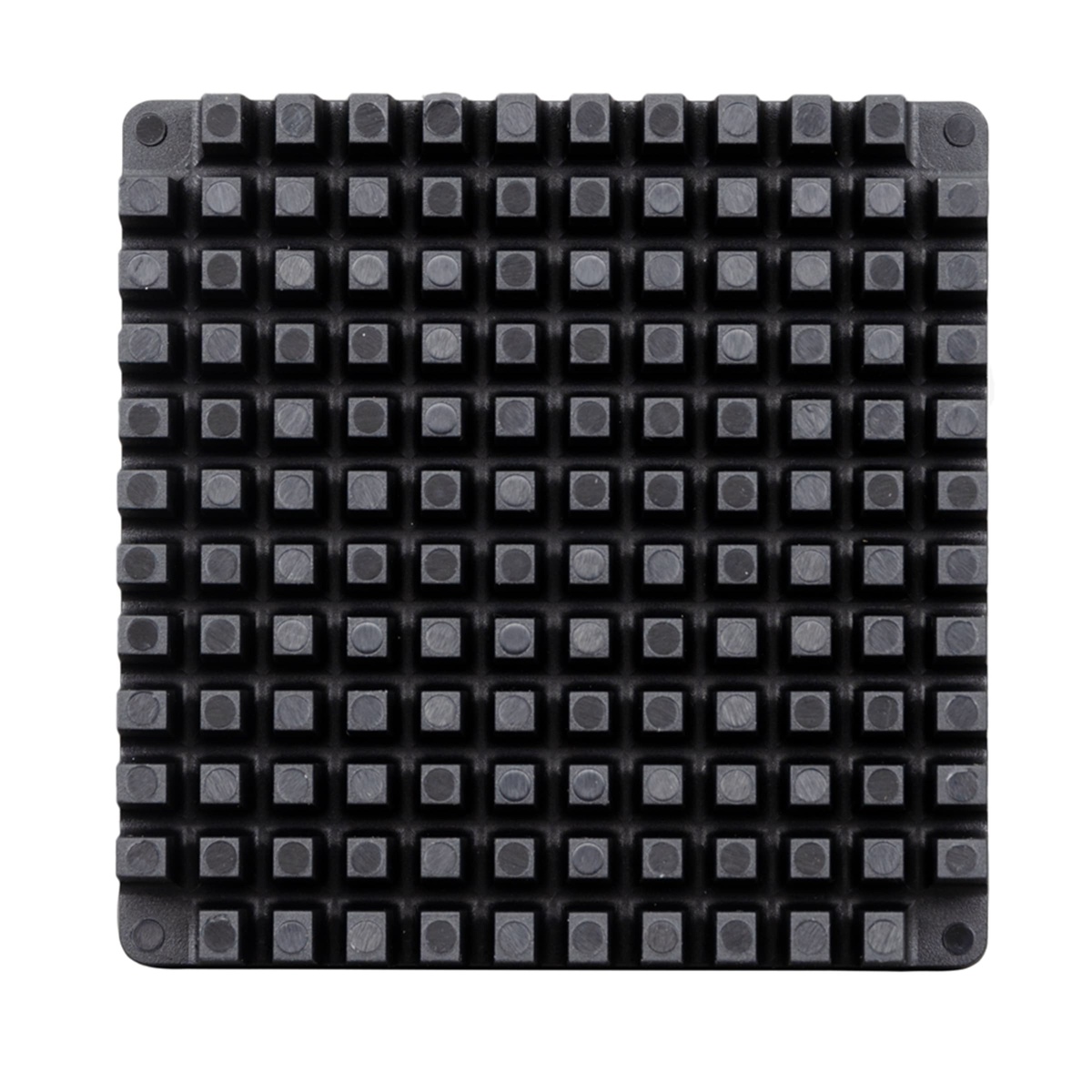 Top view of pusher head showing square pin grid layout for precise cutting