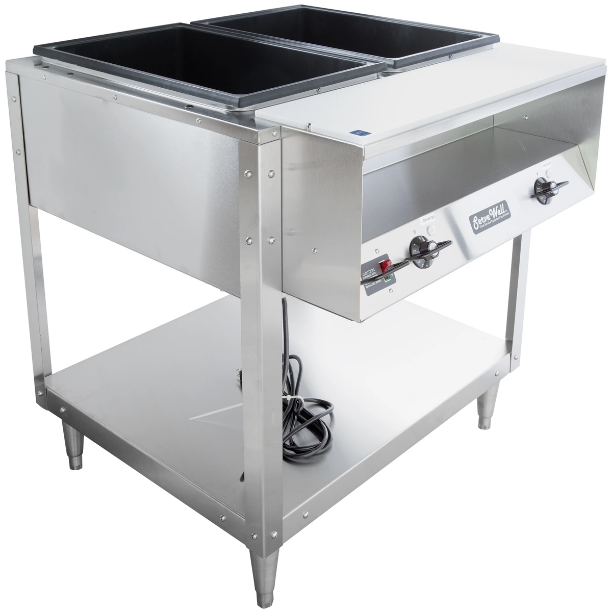 Vollrath ServeWell two-well stainless steel hot food table with undershelf