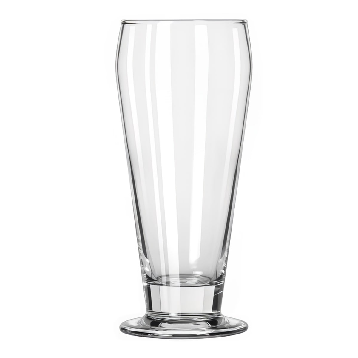 Libbey 3812 12 oz clear footed ale glass with wide base and tapered body