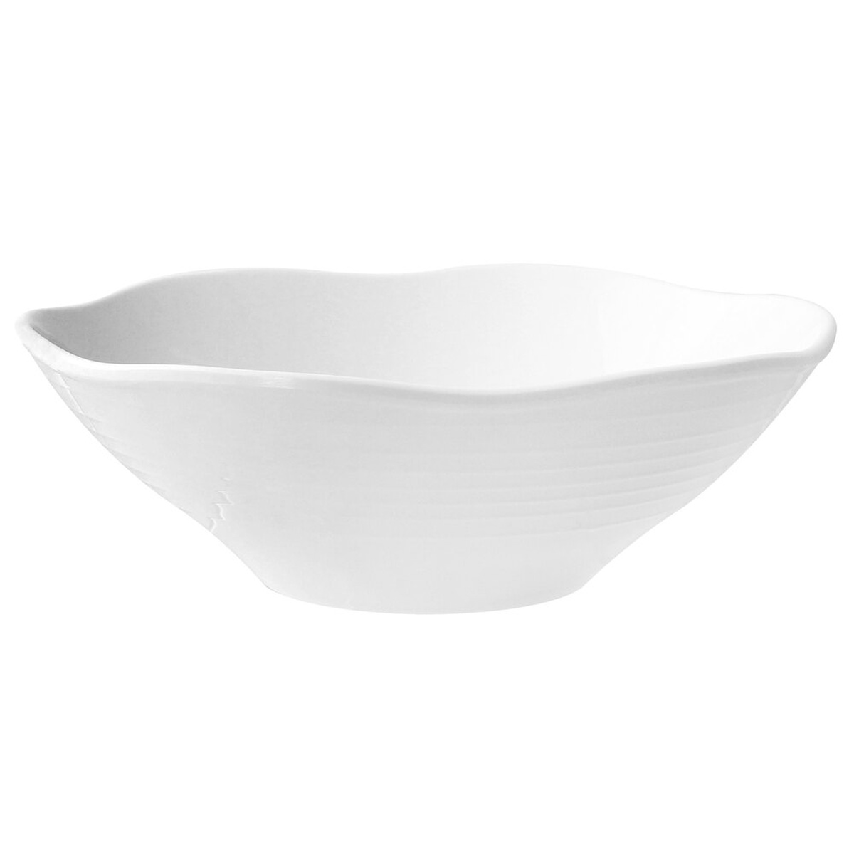 Thunder Group 39093WT classic white round melamine bowl with wavy rim, 45 oz