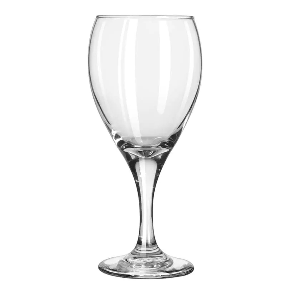 Libbey 3911 Teardrop 12 oz clear glass goblet with rounded bowl, tapered stem, and wide foot