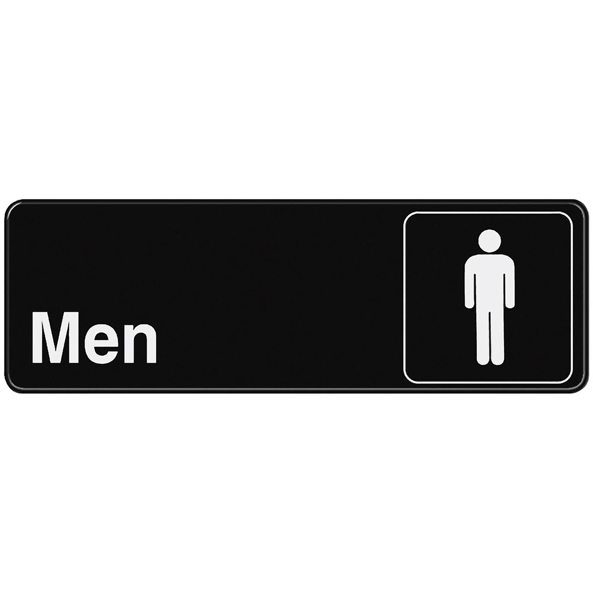 TableCraft 394515 Men Restroom Sign front view, black with white text and male symbol