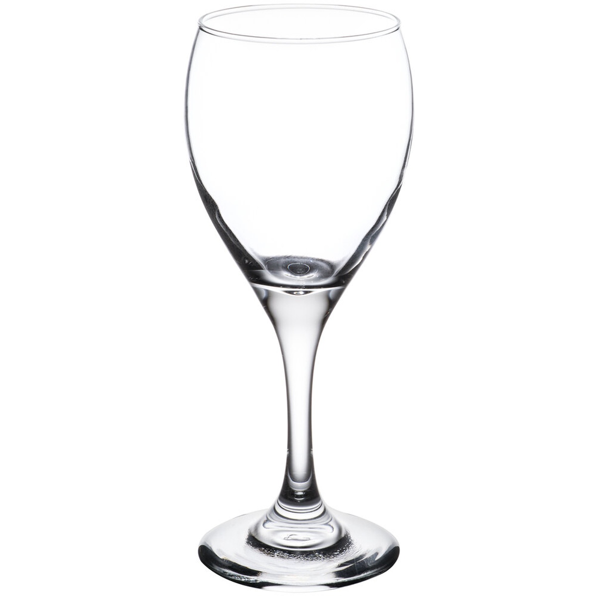 Libbey 3965 Teardrop white wine glass angled view showing stem and base