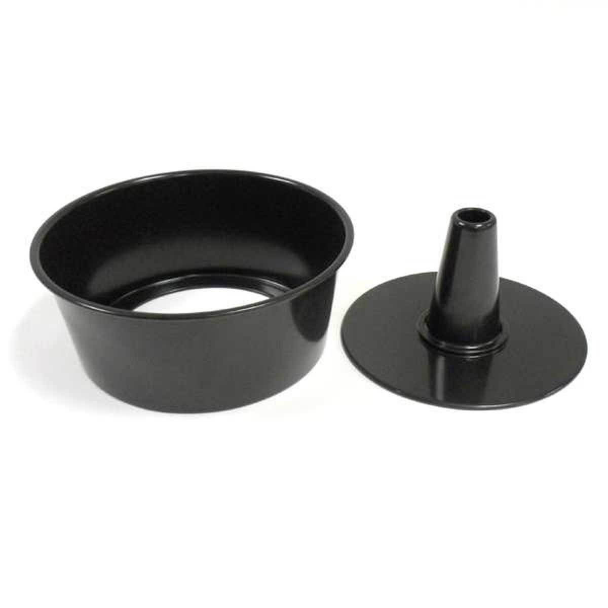 Norpro angel food cake pan disassembled showing outer ring and removable center bottom insert separately
