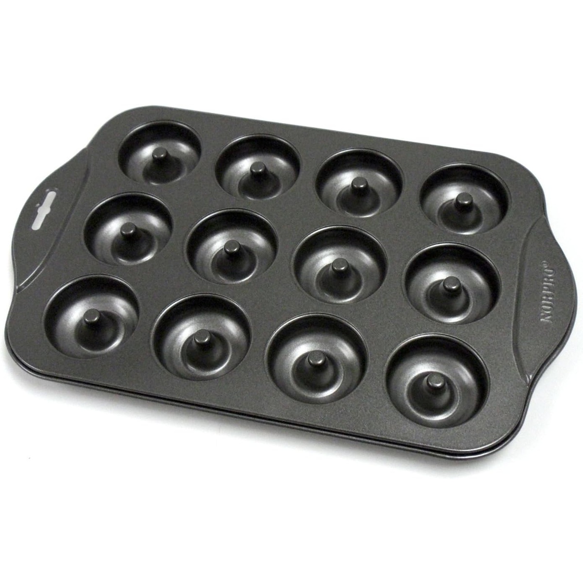 Norpro 3980 nonstick mini donut pan with 12 cavities, top-down view