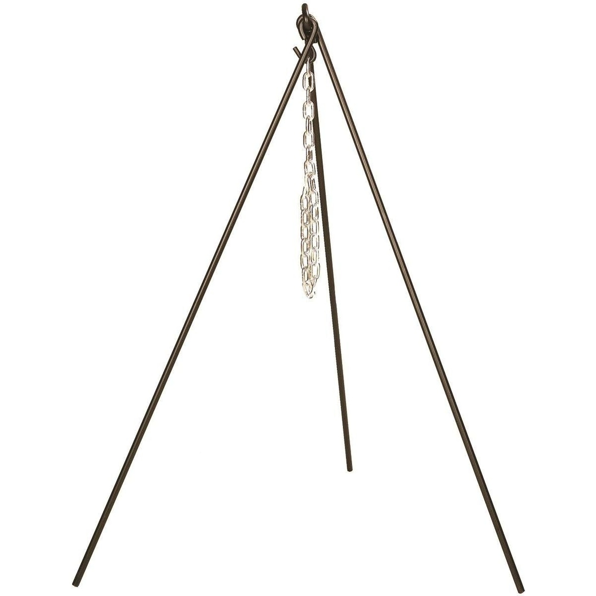 Lodge 3TP2 campfire cooking tripod with galvanized chain on white background