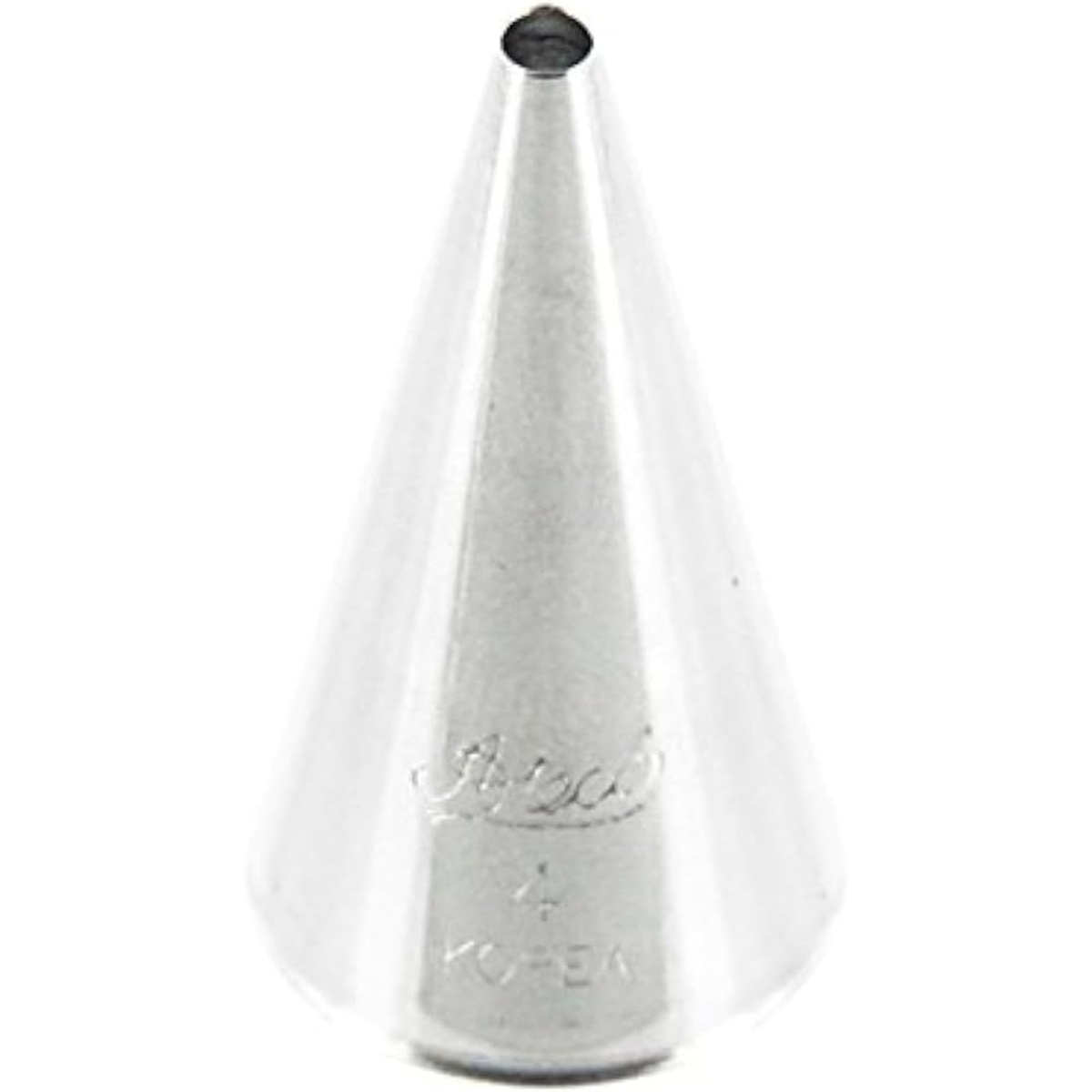 Ateco #4 plain round stainless steel piping tip with small round opening, embossed Ateco branding