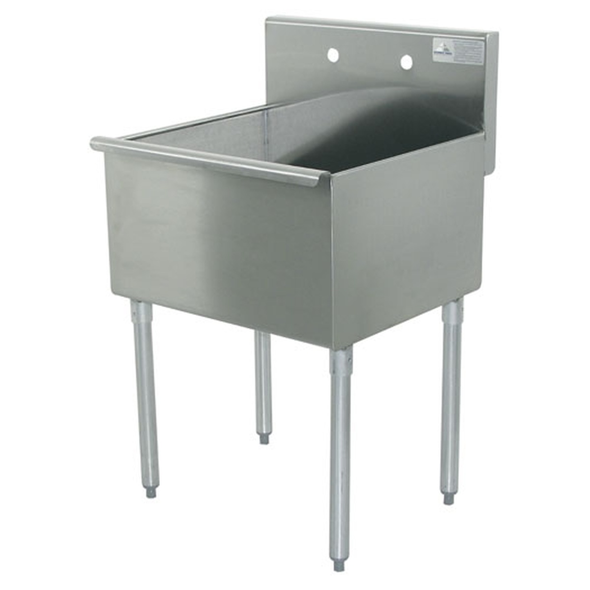 Advance Tabco 4-41-36 one-compartment stainless steel scullery sink with galvanized legs and backsplash