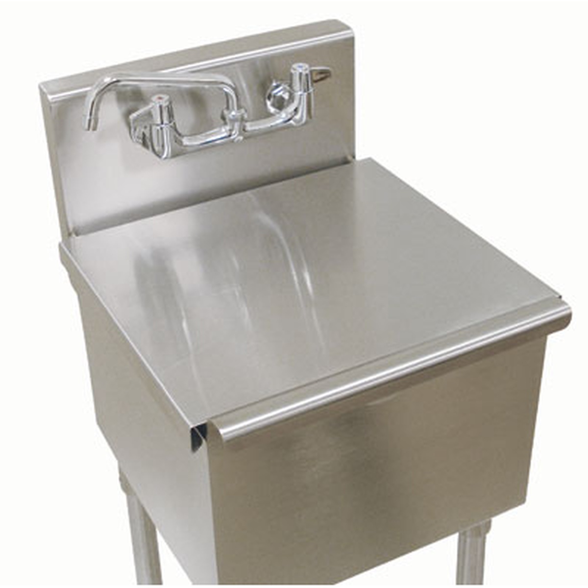 Advance Tabco scullery sink with optional stainless steel cover accessory shown on top of basin