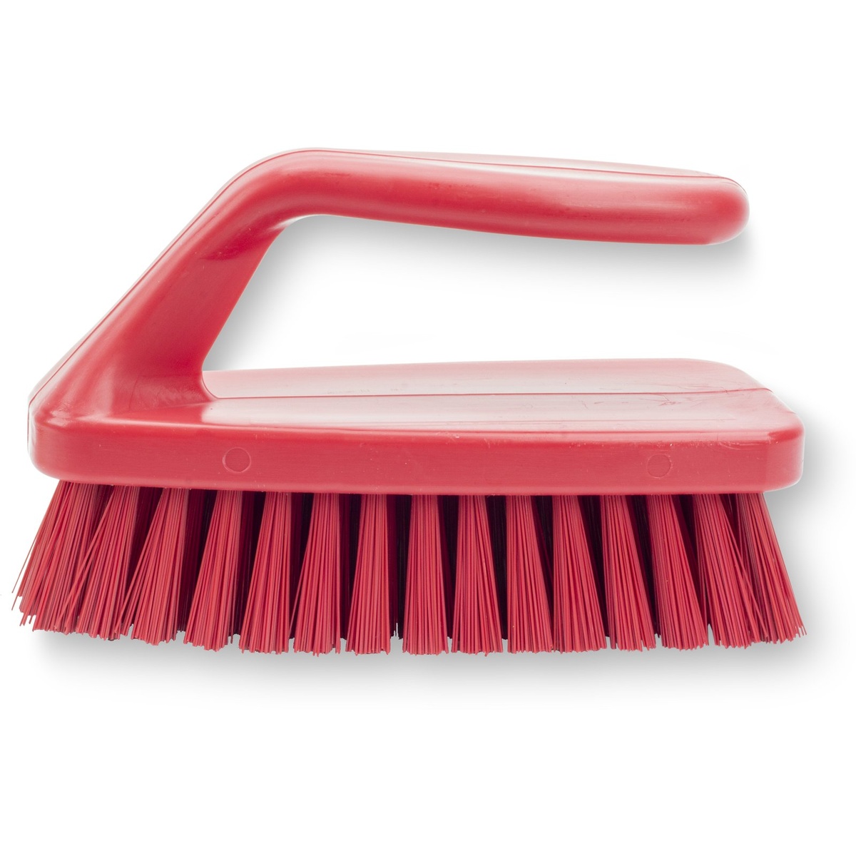 Carlisle Sparta red bake pan lip brush with iron-shape handle and polyester bristles, front view