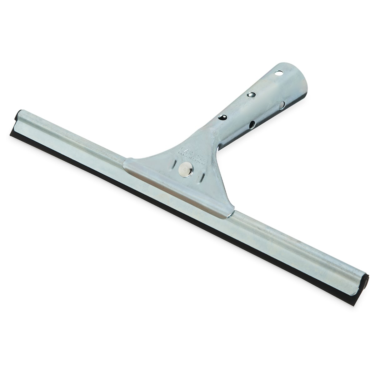 Carlisle Flo-Pac 12-inch window squeegee with zinc-plated steel channel frame and black rubber blade, full product view