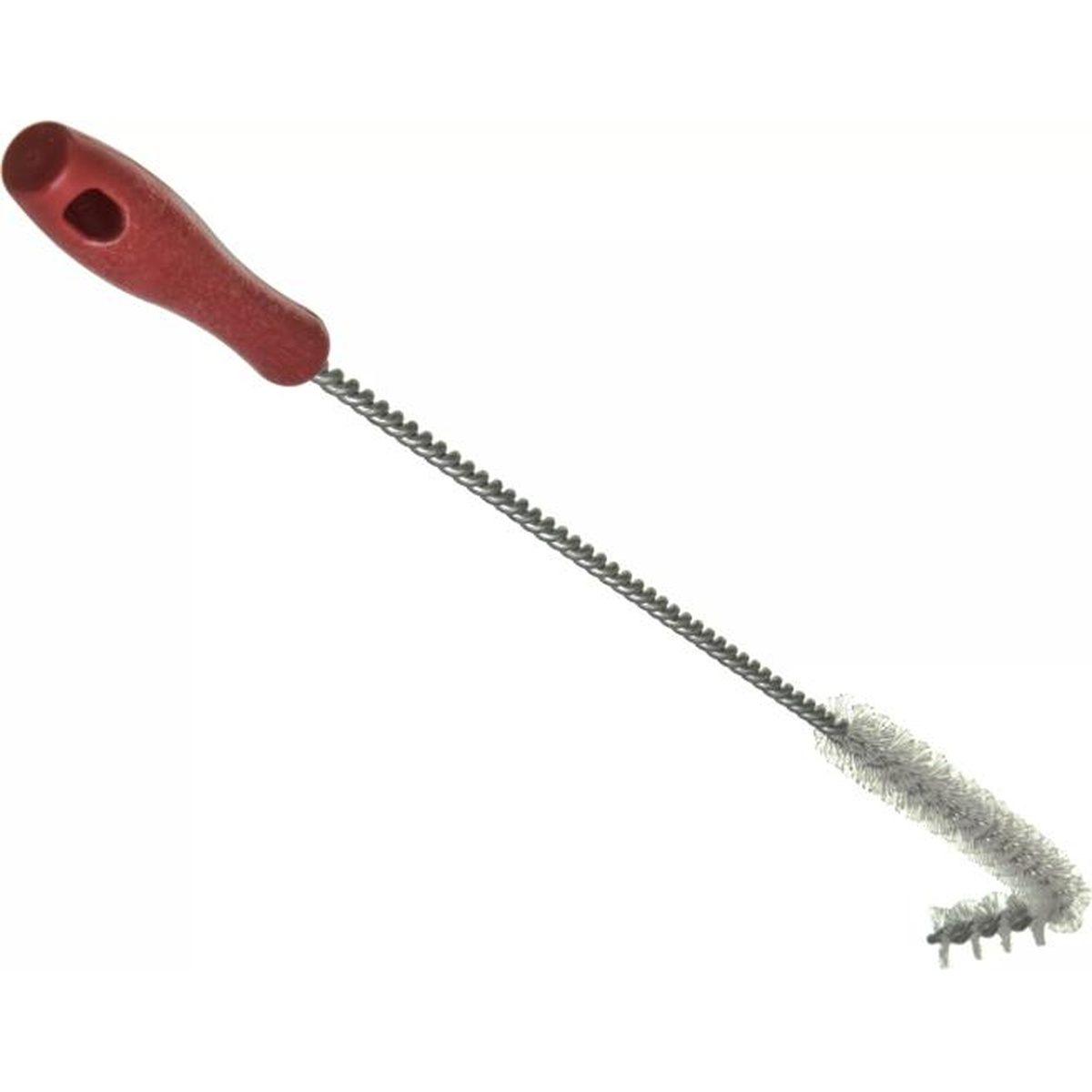 Sparta fryer brush showing angled L-tipped bristle head and red polypropylene handle with hanging hole