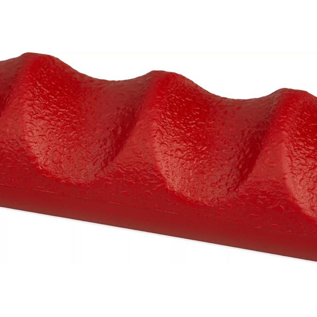 Close-up of red ergonomic wave-patterned nylon handle on Sparta high heat utility brush