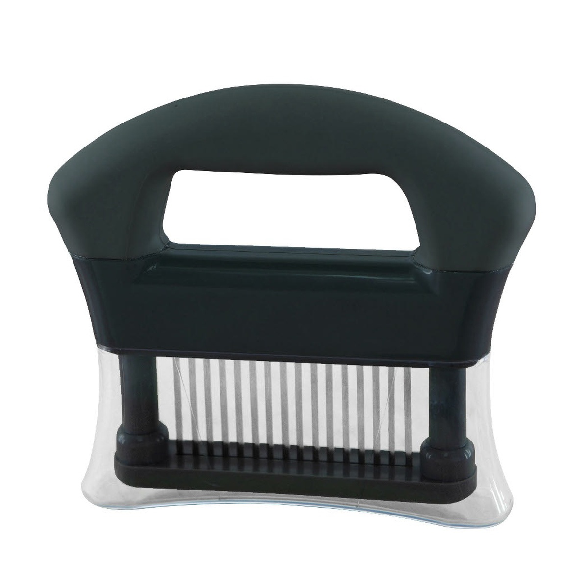 Chef Master 40136Y Mr. Bar-B-Q Premium Handheld Meat Tenderizer with black handle and 16 stainless steel blades
