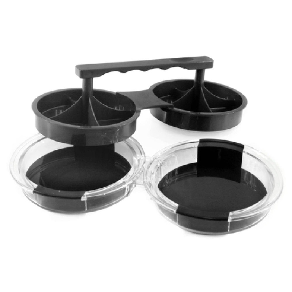 Chef Master 40140Y Double Burger Press showing the dual compartments and handle