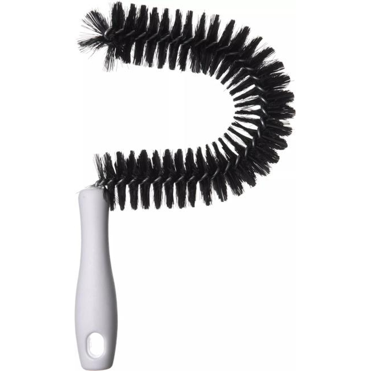 Full vertical view of the Sparta 4015300 coffee brush showing complete curved profile with handle and dense black bristles