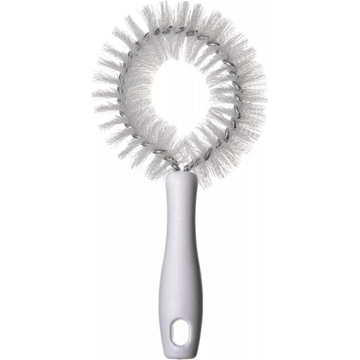 Sparta white vegetable brush front view showing full circular bristle head and complete handle profile