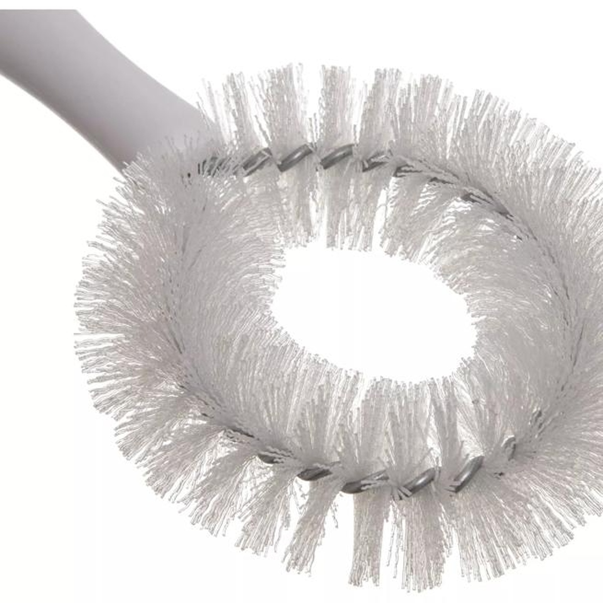 Close-up of Sparta vegetable brush circular bristle head showing wire wrap and dense polyester bristles