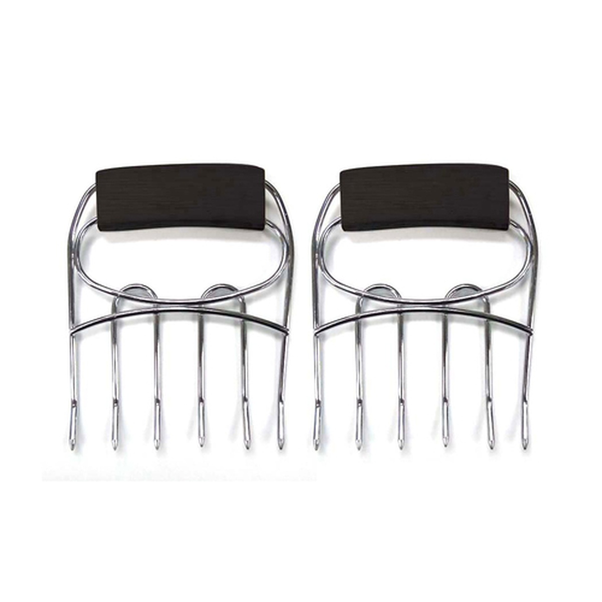 Two Chef Master grilling claws with black rubber grip handles