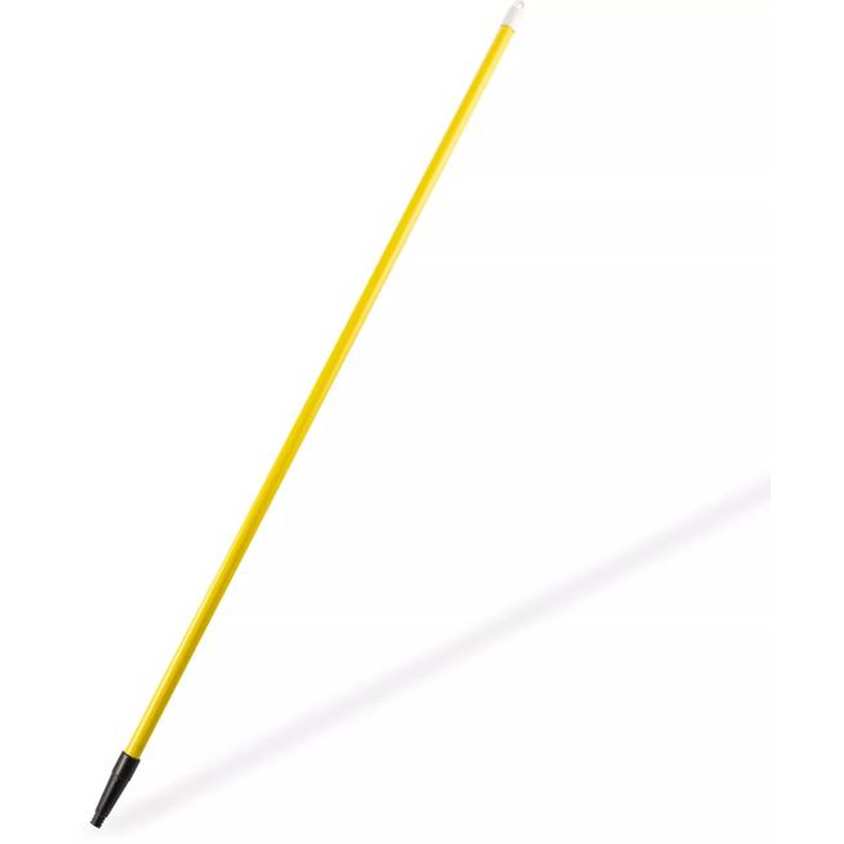 Full-length yellow Sparta Spectrum fiberglass handle with white end cap and black threaded tip