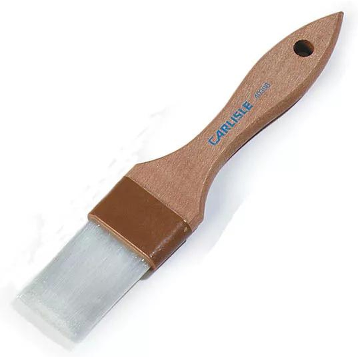 Sparta flat nylon pastry brush with lacquered wood handle and brown plastic ferrule, full view