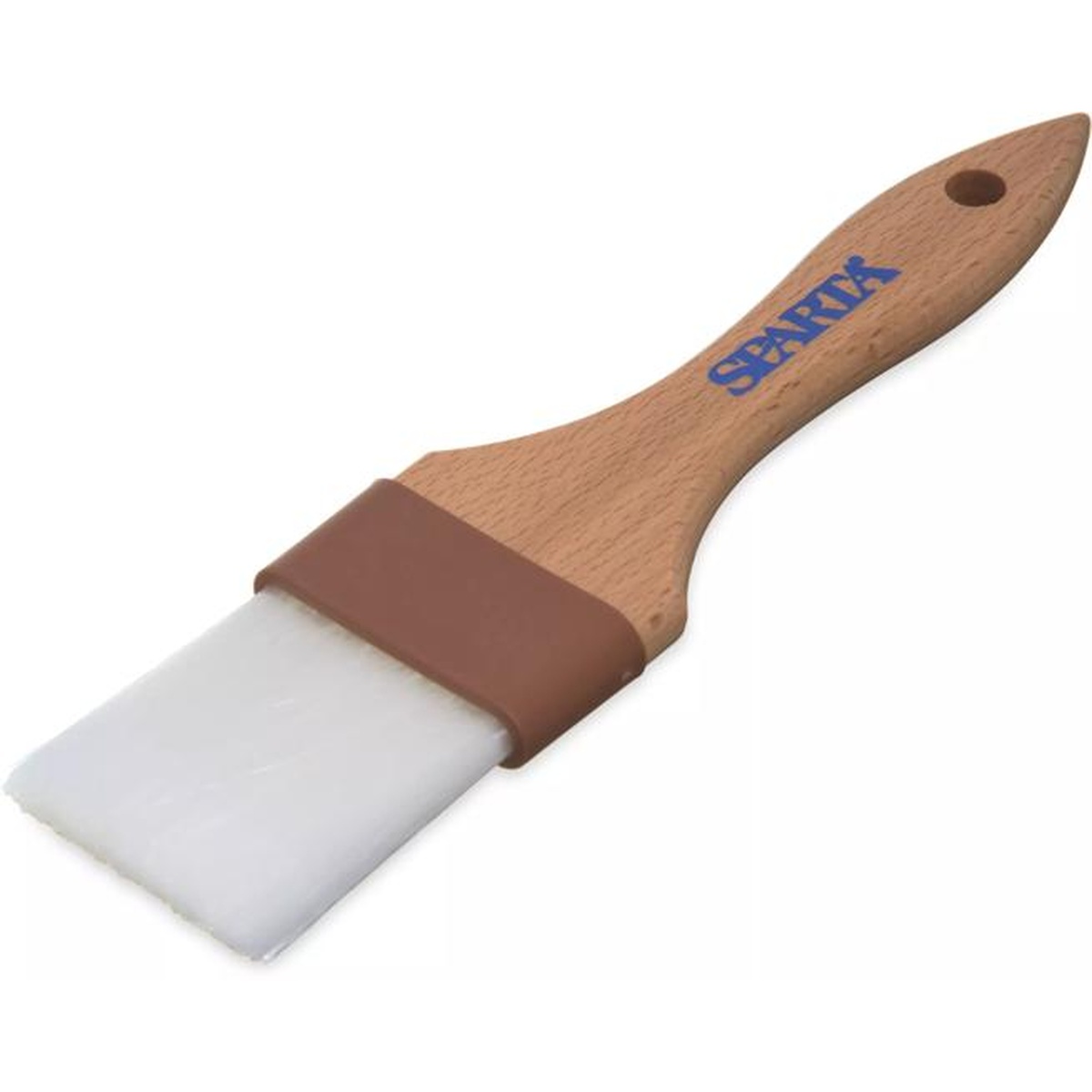 Sparta flat nylon bristle brush with lacquered wood handle and plastic ferrule