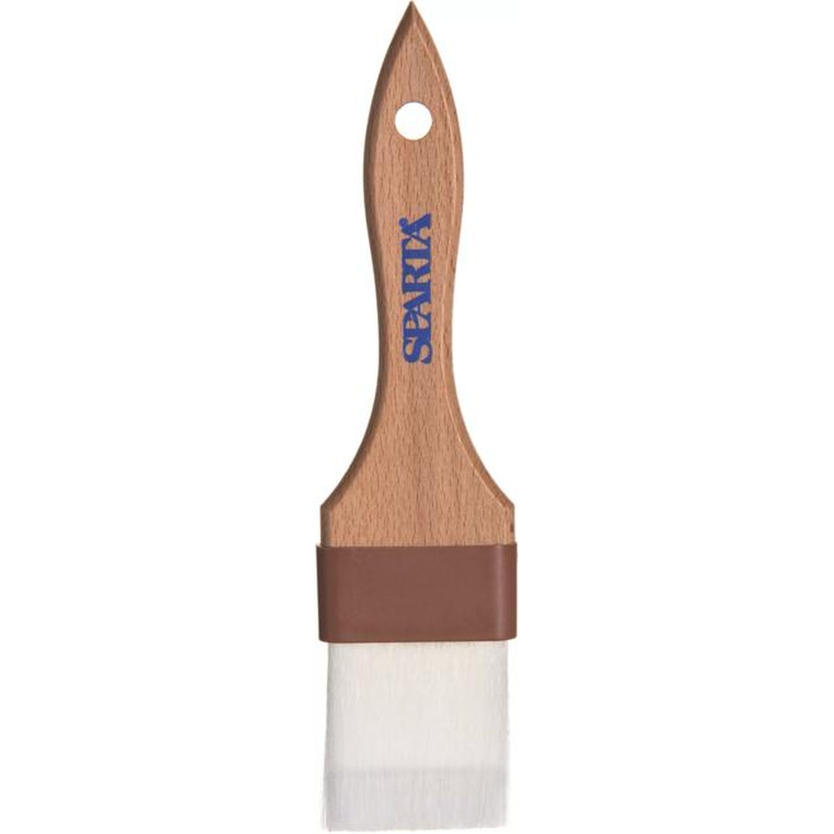 Front view showing hanging hole on wooden handle