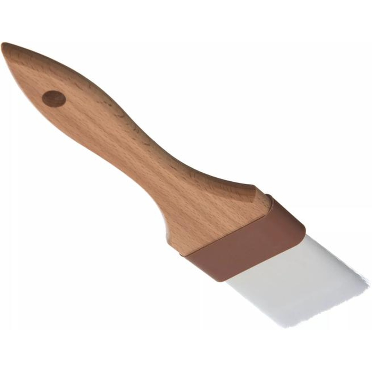 Back view of curved wooden handle pastry brush