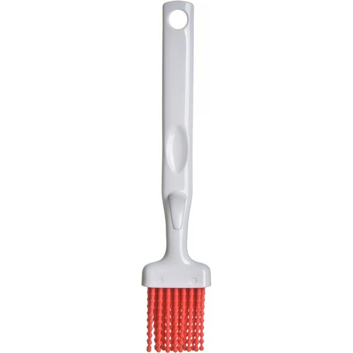 Front-facing view of Carlisle 4040305 red silicone pastry brush showing full profile