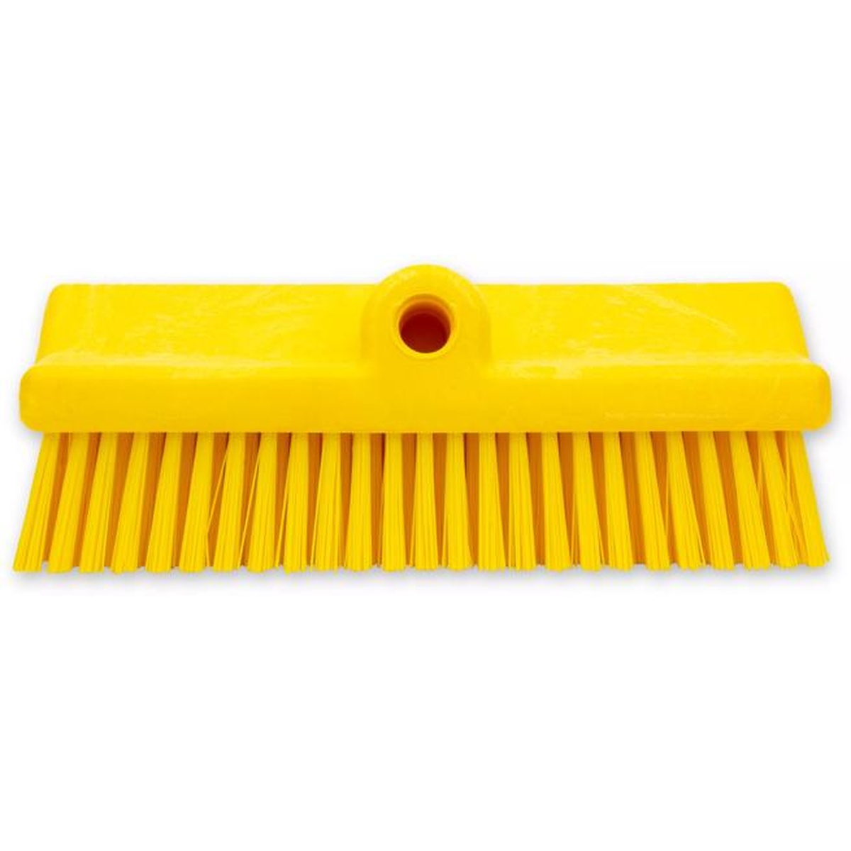 Sparta yellow scrub brush front view showing staggered hi-lo polyester bristle rows