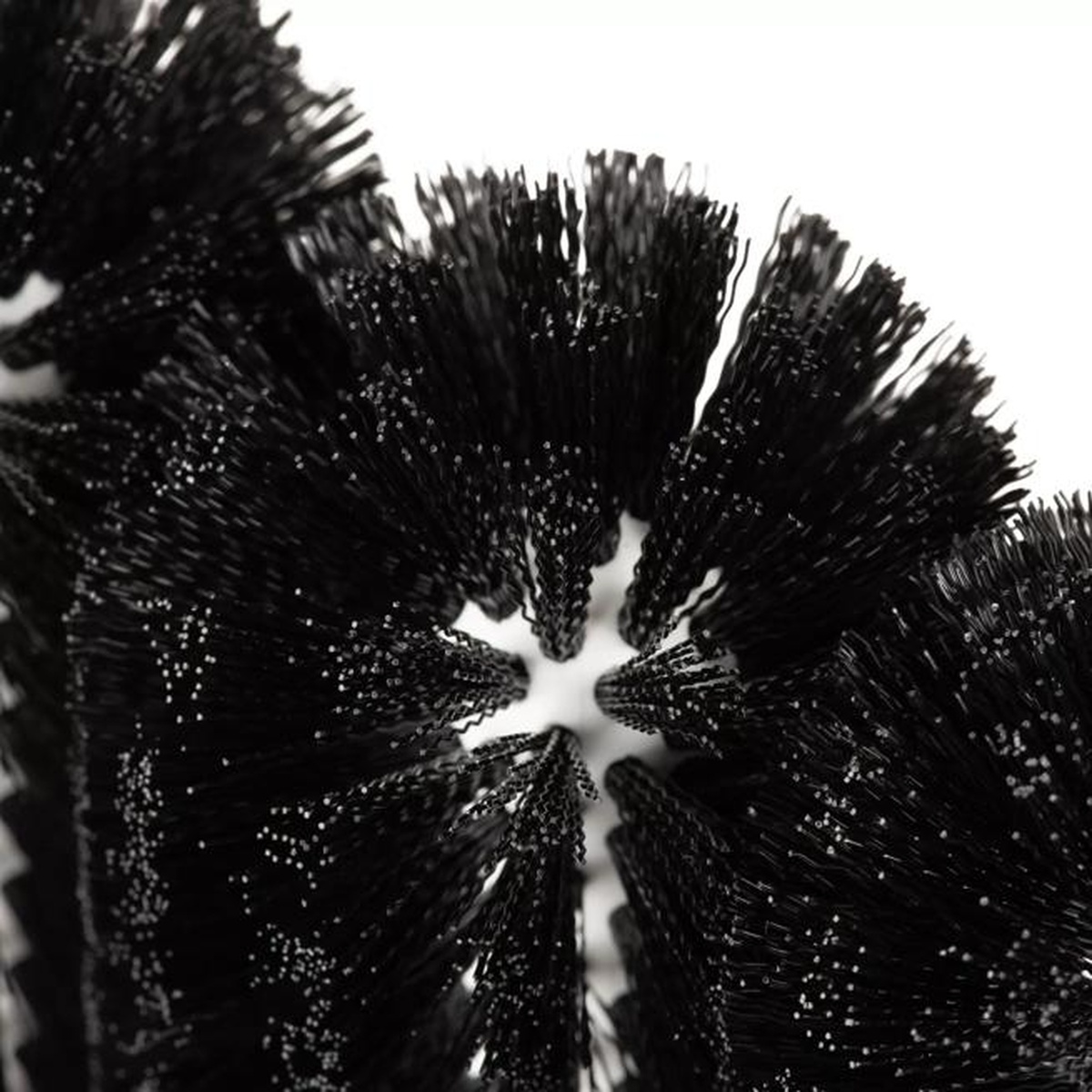 Close-up macro view of densely packed black polyester bristles on the Sparta Triple Glass Washer dome-top brush head