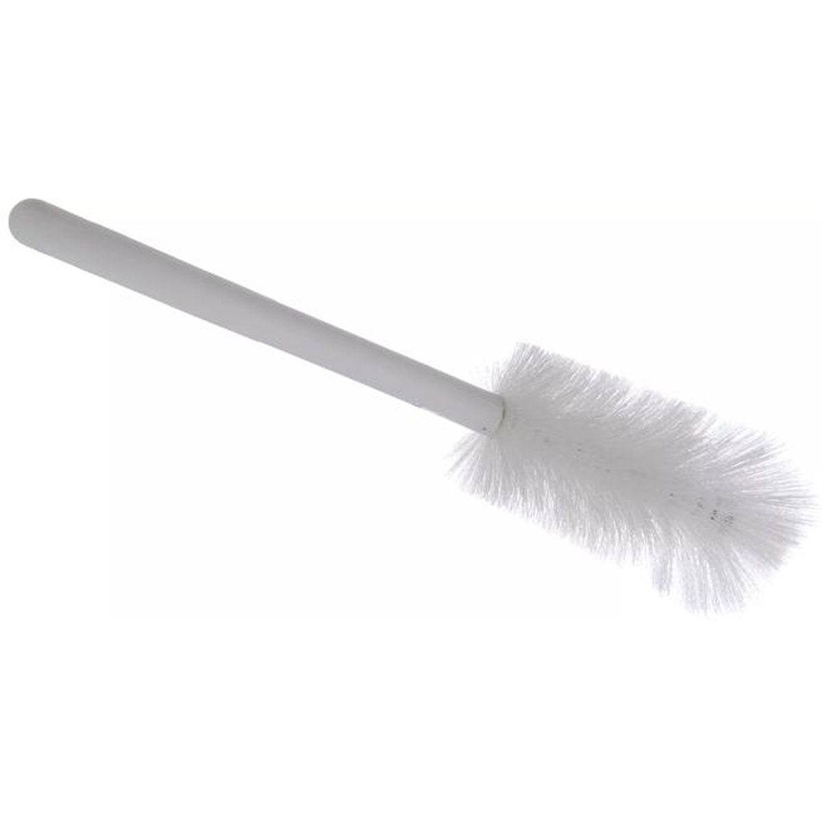 Side profile view of the Sparta white bottle brush showing slender handle and full bristle head