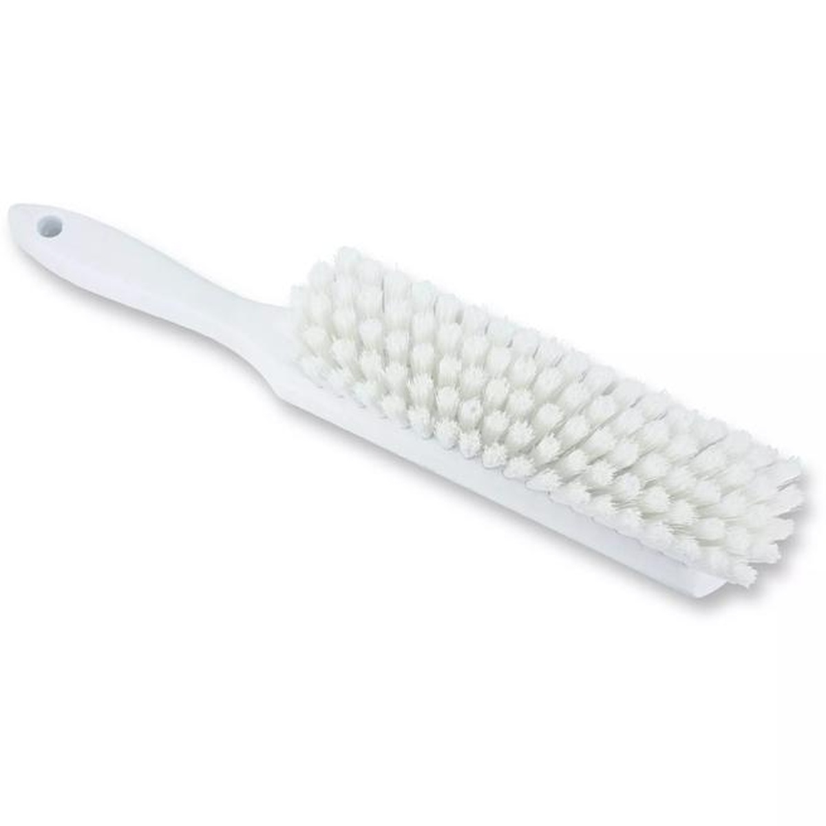 Sparta white counter brush top-down angled view highlighting handle hole and bristle block