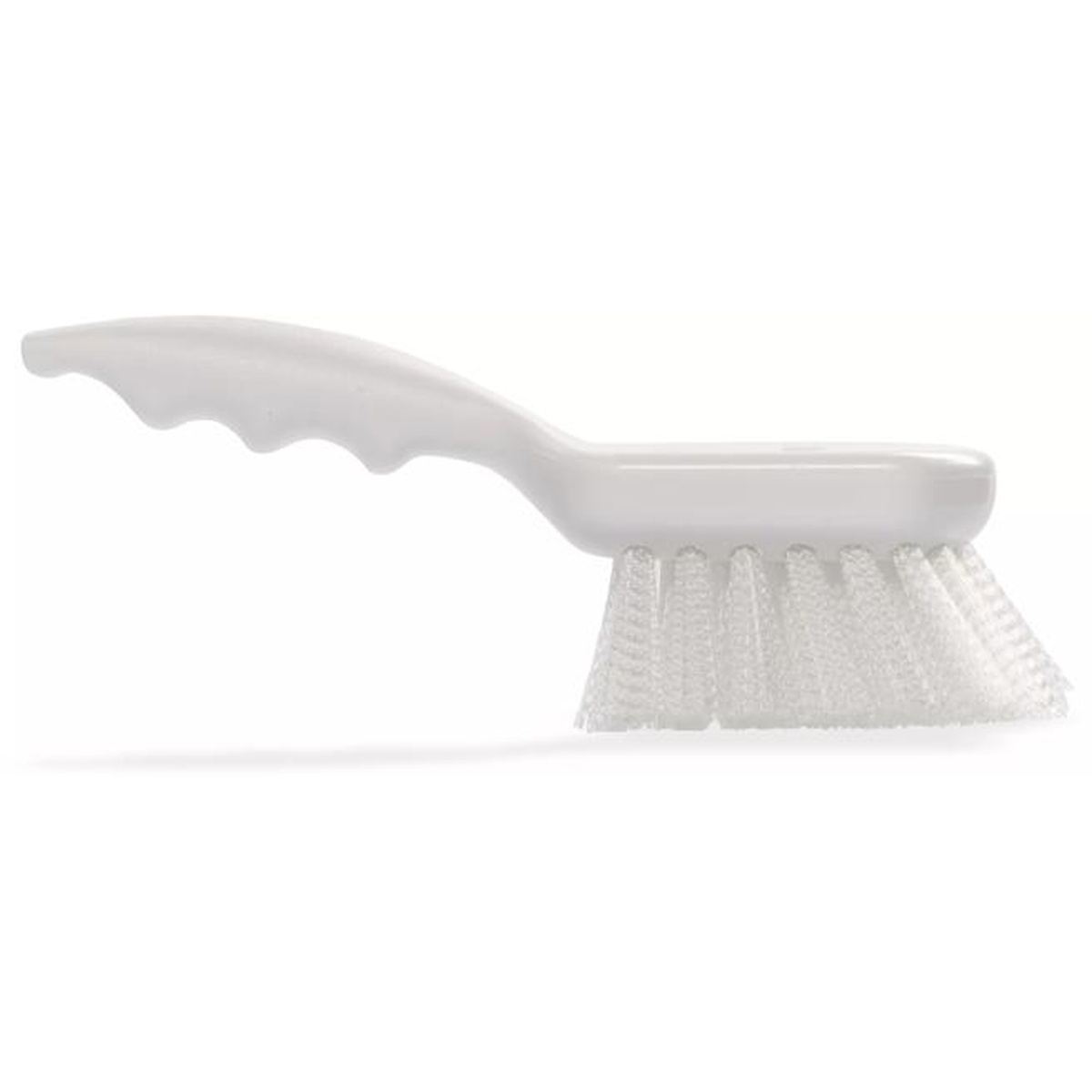 Sparta white kitchen brush side profile showing pistol grip handle and medium stiff nylon bristles
